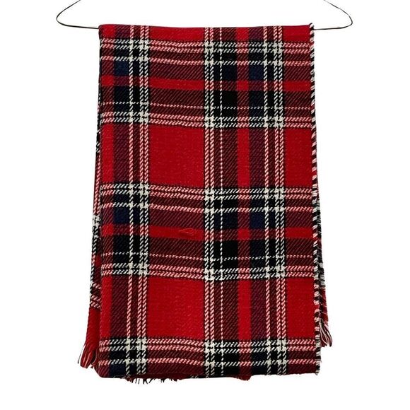 Plaid Reversible Scarf, Red/Blue/Black - Picture 3 of 6
